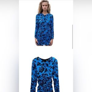 Zara drappe mini dress long sleeve size M
